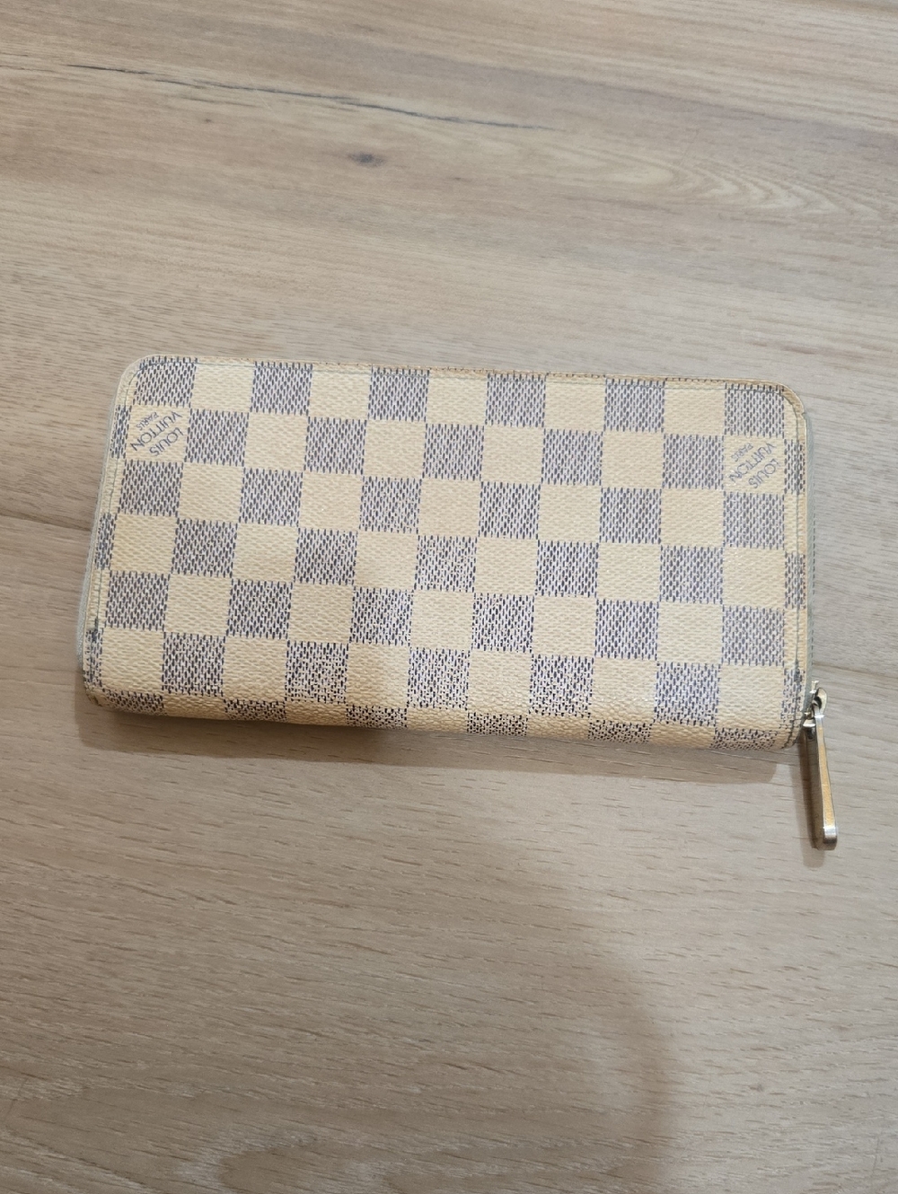 Louis Vuitton Damier Azur Zip Wallet - Cream and Light Blue Checker